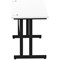 Impulse 1400mm Slim Rectangular Desk, Black Cantilever Leg, White