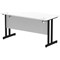 Impulse 1400mm Slim Rectangular Desk, Black Cantilever Leg, White