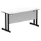 Impulse 1400mm Slim Rectangular Desk, Black Cantilever Leg, White