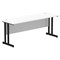 Impulse 1800mm Slim Rectangular Desk, Black Cantilever Leg, White