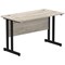 Impulse 1200mm Slim Rectangular Desk, Black Cantilever Leg, Grey Oak