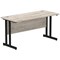 Impulse 1400mm Slim Rectangular Desk, Black Cantilever Leg, Grey Oak