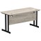 Impulse 1400mm Slim Rectangular Desk, Black Cantilever Leg, Grey Oak