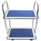 Barton 2 Shelf Trolley, Steel Frame, Capacity 120kg, Silver and Blue