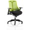 Flex Task Black Frame & Seat Operator Chair, Height Adjustable Arms, Green Back