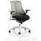 Flex Task White Frame & Black Seat Operator Chair, Height Adjustable Arms, Grey Back