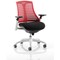 Flex Task White Frame & Black Seat Operator Chair, Height Adjustable Arms, Red Back