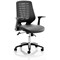Relay Black Mesh Back Bonded Leather Operator Chair, Folding Arms, Black