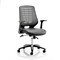 Relay Silver Mesh Back Bonded Leather Operator Chair, Folding Arms, Black