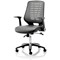 Relay Silver Mesh Back Bonded Leather Operator Chair, Folding Arms, Black