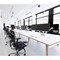 Oslo 2 Person Bench Desk, Back to Back, 2 x 1200mm (800mm Deep), White Frame with Wooden Leg and Edge