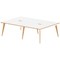 Oslo 4 Person Bench Desk, Back to Back, 4 x 1200mm (800mm Deep), White Frame with Wooden Leg and Edge