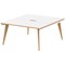 Oslo 2 Person Bench Desk, Back to Back, 2 x 1400mm (800mm Deep), White Frame with Wooden Leg and Edge