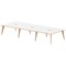 Oslo 6 Person Bench Desk, Back to Back, 6 x 1400mm (800mm Deep), White Frame with Wooden Leg and Edge
