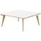 Oslo Square Boardroom Table, 1600mm Wide, White Frame with Wooden Leg and Edge