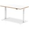 Oslo 1400mm Rectangular Height Adjustable Desk, White Leg, White