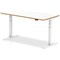 Oslo 1600mm Rectangular Height Adjustable Desk, White Leg, White