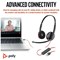 POLY Blackwire 3220 Stereo USB-C Black Headset +USB-C/A Adapter Bulk 8X2J9A6