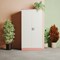 Qube 1850mm 2-Door Stationery Cupboard Antique Pink And Satin White With Shelves