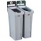 Rubbermaid Slim Jim 2-Stream Recycling Station, General Waste/Mixed Recycling, 2 x 87 Litres, Grey