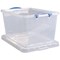 Really Useful Wheeled Box 83.5 Litre Clear Pack of 3