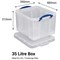 Really Useful Storage Box, 35 Litre, Clear