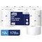 Tork T2 Premium Embossed Mini Jumbo Toilet Roll, 2-Ply, White, Pack of 12