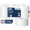 Tork T2 Advanced Mini Jumbo Toilet Tissue Roll, 2-Ply, White, Pack of 12