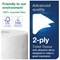 Tork T2 Advanced Mini Jumbo Toilet Tissue Roll, 2-Ply, White, Pack of 12