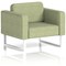 Brixworth Armchair, With White Legs, In Rivet Fabric, Burnish