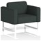 Brixworth Armchair, With White Legs, In Rivet Fabric, Charcoal