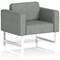 Brixworth Armchair, With White Legs, In Rivet Fabric, Prime