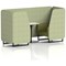 Brixworth 2 Seater Booth with Table, Black Legs, White/Black Table, Rivet Fabric, Burnish Panels And Olive Sofa