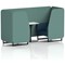 Brixworth 2 Seater Booth with Table, Black Legs, White/Black Table, Sumi Fabric, Handa Panels And Uto Sofa