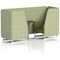 Brixworth 2 Seater Booth with Table, White Legs, Black/Silver Table, Rivet Fabric, Burnish Panels And Olive Sofa
