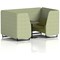 Brixworth 4 Seater Booth with Table, Black Legs, Black Table, Rivet Fabric, Burnish Panels And Olive Sofa