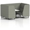 Brixworth 4 Seater Booth with Table, Black Legs, White/Black Table, Rivet Fabric, Vitreous Panels And Sofa