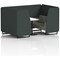 Brixworth 4 Seater Booth with Table, Black Legs, White/Black Table, Rivet Fabric, Charcoal Panels And Vitreous Sofa