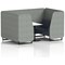 Brixworth 4 Seater Booth with Table, Black Legs, White/Black Table, Rivet Fabric, Prime Panels And Crucible Sofa