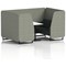 Brixworth 4 Seater Booth with Table, Black Legs, White/Black Table, Rivet Fabric, Vitreous Panels And Charcoal Sofa