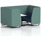 Brixworth 4 Seater Booth with Table, Black Legs, White/Black Table, Sumi Fabric, Handa Panels And Uto Sofa