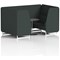 Brixworth 4 Seater Booth with Table, White Legs, Black/Silver Table, Rivet Fabric, Charcoal Panels And Sofa