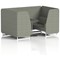 Brixworth 4 Seater Booth with Table, White Legs, Black/Silver Table, Rivet Fabric, Vitreous Panels And Sofa