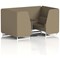 Brixworth 4 Seater Booth with Table, White Legs, Black/Silver Table, Main Line Flax Fabric, Bank Panels And Sofa