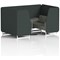 Brixworth 4 Seater Booth with Table, White Legs, Black/Silver Table, Rivet Fabric, Charcoal Panels And Vitreous Sofa