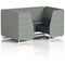 Brixworth 4 Seater Booth with Table, White Legs, Black/Silver Table, Rivet Fabric, Prime Panels And Crucible Sofa