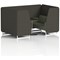 Brixworth 4 Seater Booth with Table, White Legs, Black/Silver Table, Main Line Flax Fabric, Temple Panels And Monument Sofa
