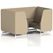 Brixworth 4 Seater Booth with Table, White Legs, Black/Silver Table, Main Line Flax Fabric, Upminster Panels And Bank Sofa