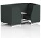 Brixworth 4 Seater Booth with Table, White Legs, Grey/Silver Table, Rivet Fabric, Charcoal Panels And Sofa