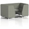 Brixworth 4 Seater Booth with Table, White Legs, Grey/Silver Table, Rivet Fabric, Vitreous Panels And Sofa